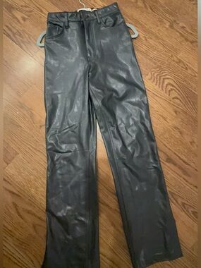 Abercrombie & Fitch Faux Leather Black Straight-Leg Pants